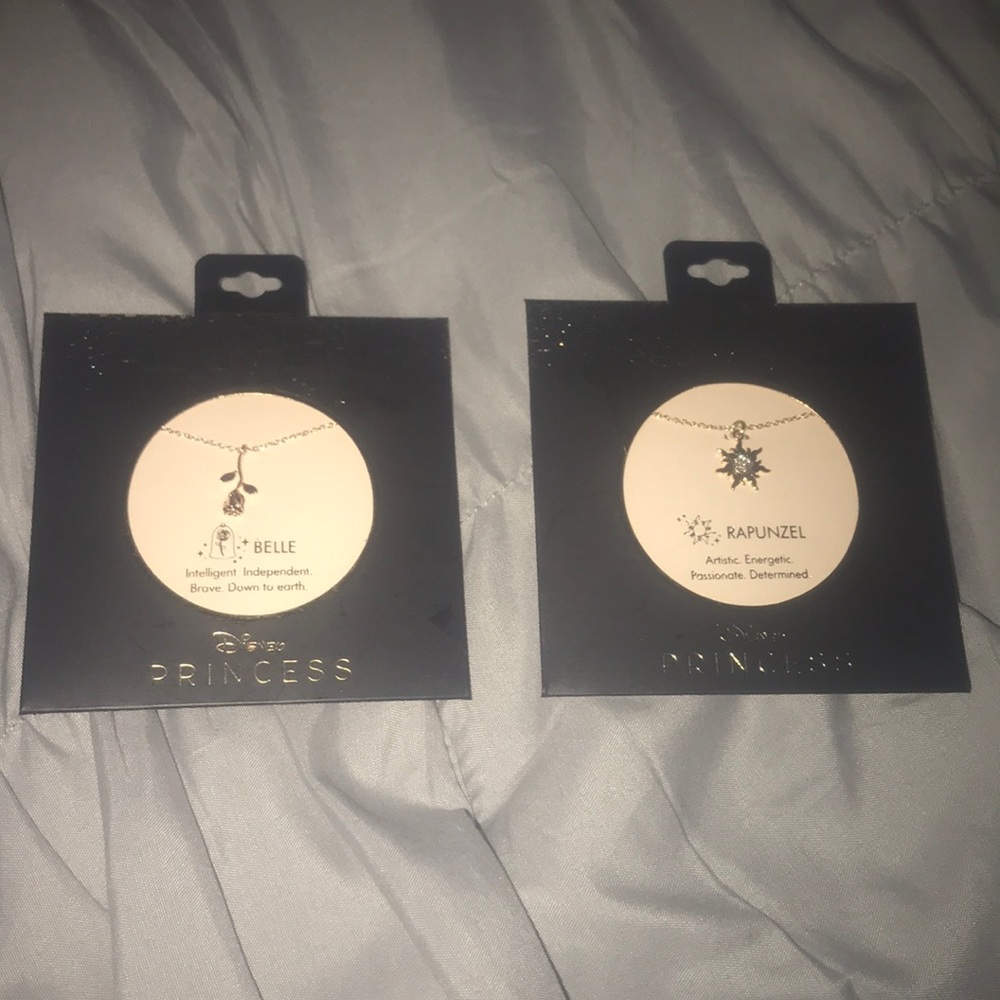 Belle and rapunzel Disney necklaces
